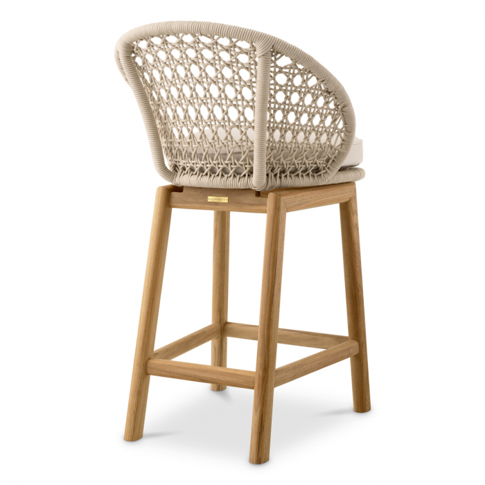 Scaun counter, de exterior Trinity crem, țesătură flores off-white, Dims: W. 53.5 | D. 41 | H. 92 | SD. 42.5 | SH. 69  (CM) [3]