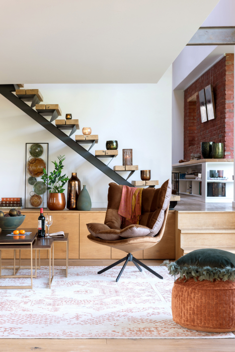 Scaun cu perna Relax, Metal/Textil, Maro, 78x73x92 cm [9]