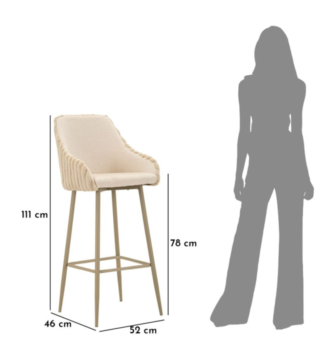 Scaun de bar Alaska -a- crem set de 2 buc. cm 52x46x111 (inaltime sezut 78 cm) [10]