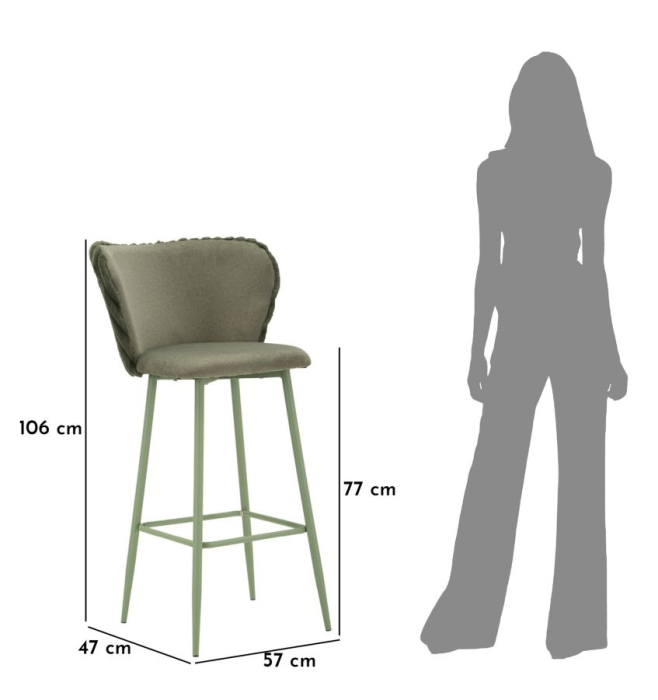 Scaun de bar Alaska -b- verde set de 2 buc 55x58x106 cm (inaltime sezut 77 cm) [10]