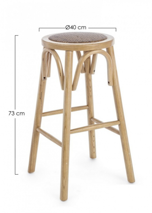 Scaun de bar CIRCLE, lemn, maro, 40x73cm [2]