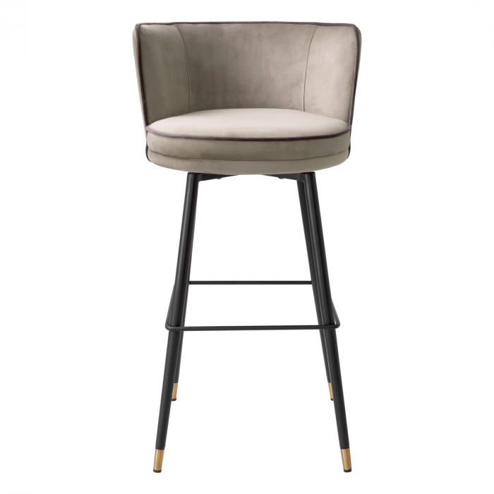 Scaun de bar, Grenada savona greige catifea, Dims: W. 53 | D. 45 | H. 100.5 | SD. 42 | SH. 79 (CM) [2]