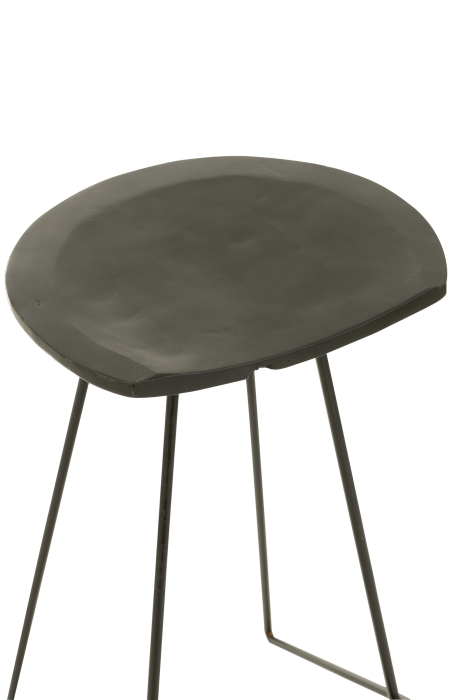 Scaun de bar, Lemn de Teak/Metal, Negru [7]