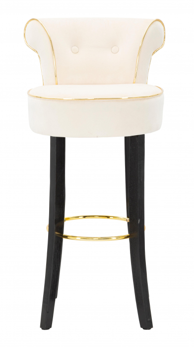 Scaun de bar Luxy, MDF/Lemn/Sintetic, Crem, 96x46x48 cm [8]