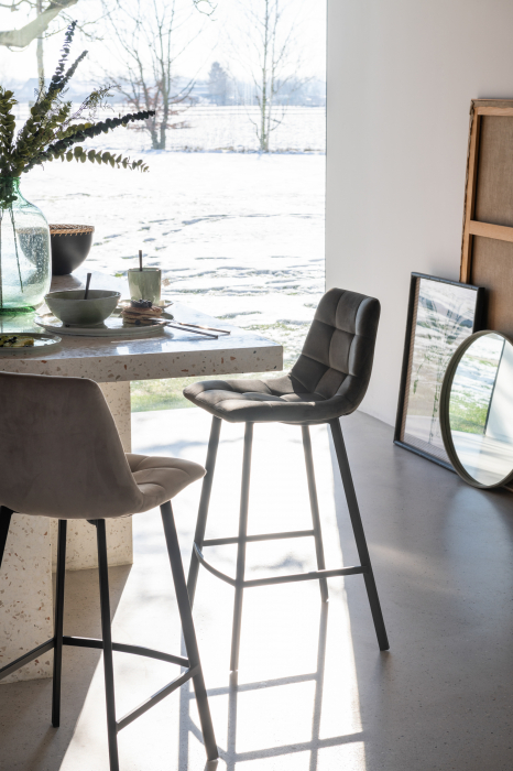 Scaun de bar Olivier, Metal/Textil, Gri, 47x43x95 cm [8]