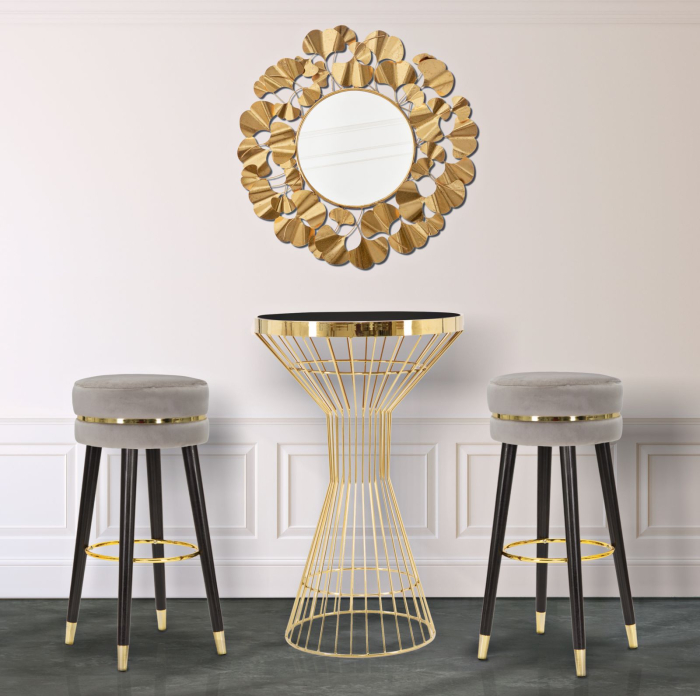 Scaun de bar Paris, gri/auriu, ø 35x74 cm [6]