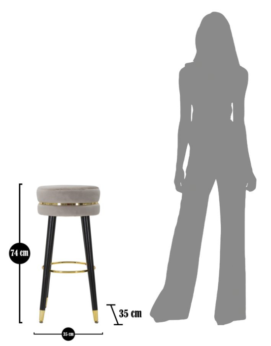 Scaun de bar Paris, gri/auriu, ø 35x74 cm [7]