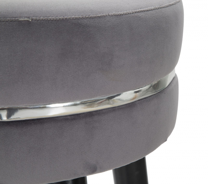 Scaun de bar, Paris, lemn/textil, gri/negru/argintiu Ø 35X74 cm [5]