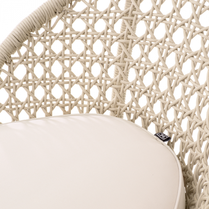 Scaun de bar, pentru exterior Trinity crem, țesătură flores off-white, Dims: W. 53 | D. 46 | H. 103 | SD. 44.5 | SH. 81  (CM) [4]