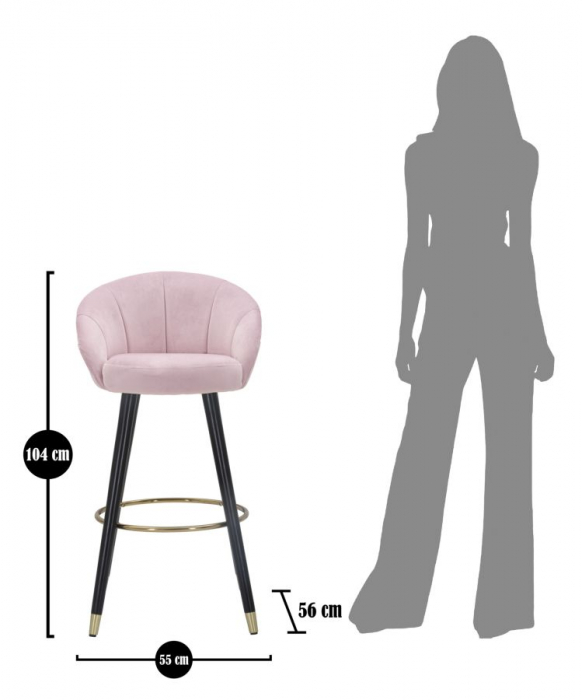Scaun de bar praga roz cm 55x56x104 (înălțimea scaunului 80cm) [9]