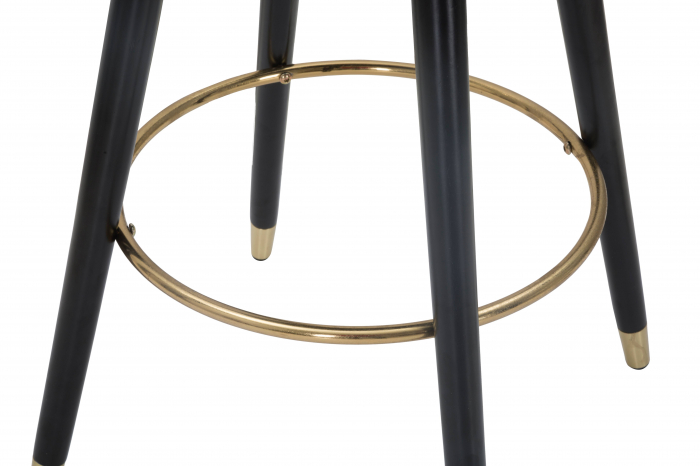 Scaun de bar Prague, Lemn/Burete/Catifea/Fier, Crem,/Auriu/Negru, 104x55x56 cm [3]