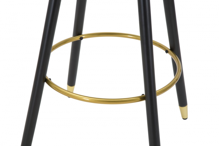 Scaun de bar Prague, Lemn/Burete/Catifea/Fier, Negru,/Auriu, 104x55x56 cm [6]