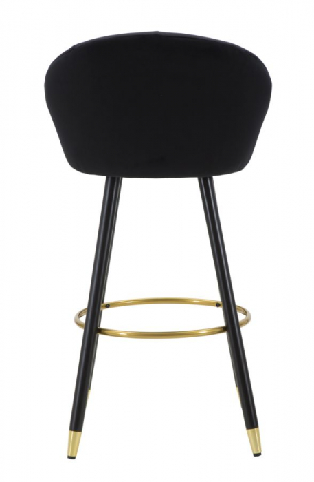 Scaun de bar Prague, Lemn/Burete/Catifea/Fier, Negru,/Auriu, 104x55x56 cm [8]