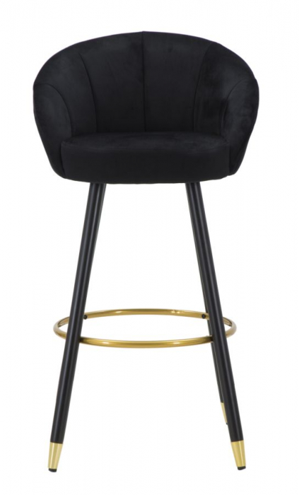 Scaun de bar Prague, Lemn/Burete/Catifea/Fier, Negru,/Auriu, 104x55x56 cm [3]
