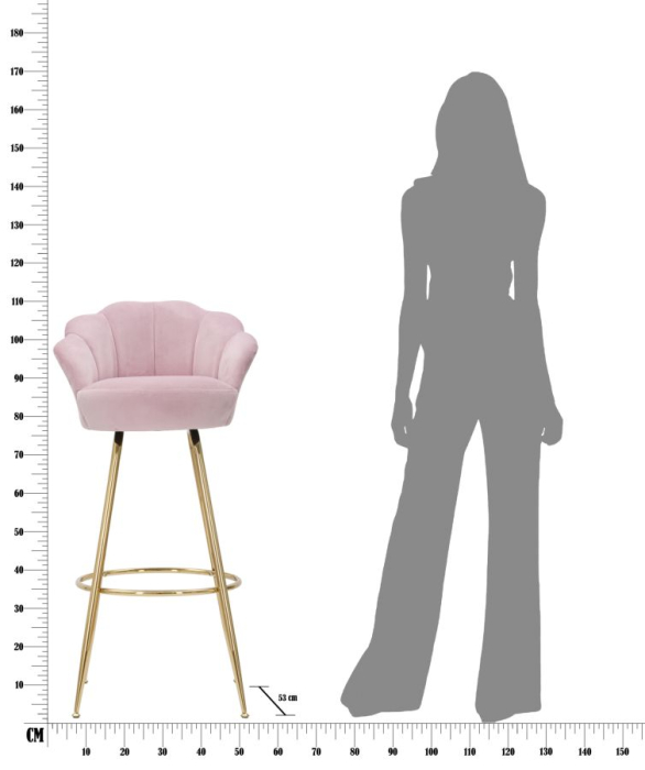 Scaun de bar roz Viena, 55x53x110 cm (inaltime sezut 88 cm) [9]