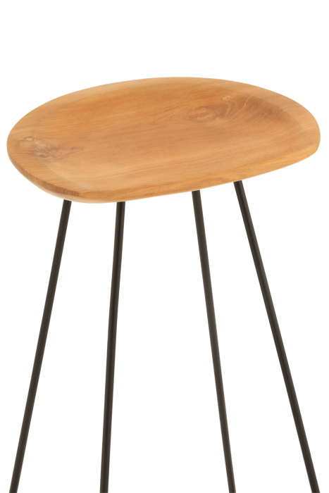 Scaun de Bar Teak, Metal/Lemn, Natural, 37x40x77 cm [6]