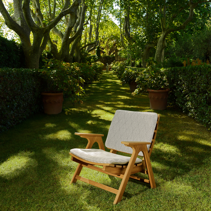 Scaun de exterior Oceanview din lemn de tec natural Acento, alb negru |W. 78.5 | D. 79 | H. 74.5 | SD. 47 | SW. 60 | SH. 39 | AH. 53 cm  [2]