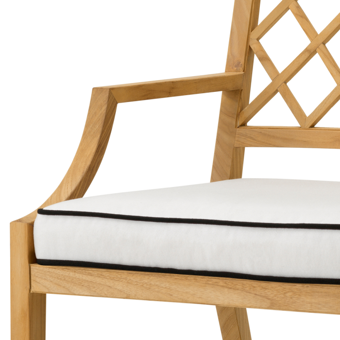 Scaun de exterior Paladium din lemn de tec natural, cu perna din panza Sunbrella |W. 60 | D. 64 | H. 89 | SD. 51 | SW. 53 | SH. 50 | AH. 64.5 cm  [5]