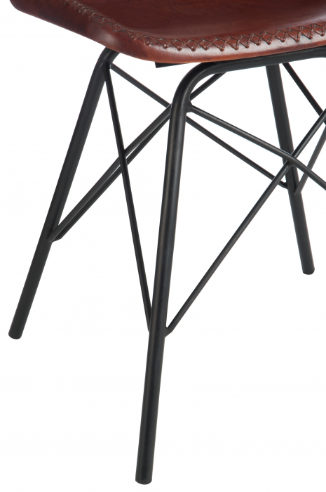 Scaun din piele, Metal/Piele, Negru, 46x49x79 cm [5]