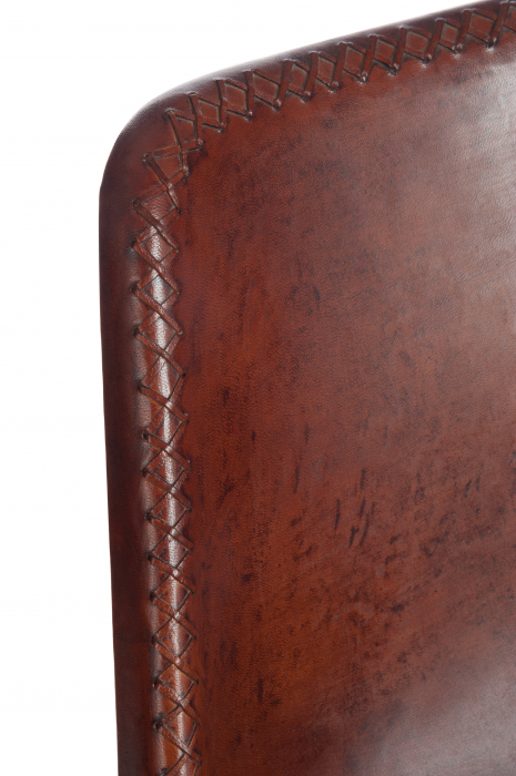 Scaun din piele, Metal/Piele, Negru, 46x49x79 cm [6]