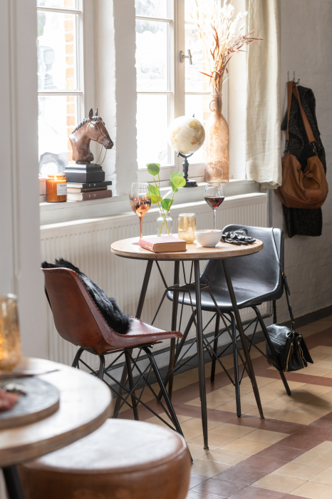 Scaun din piele, Metal/Piele, Negru, 46x49x79 cm [10]