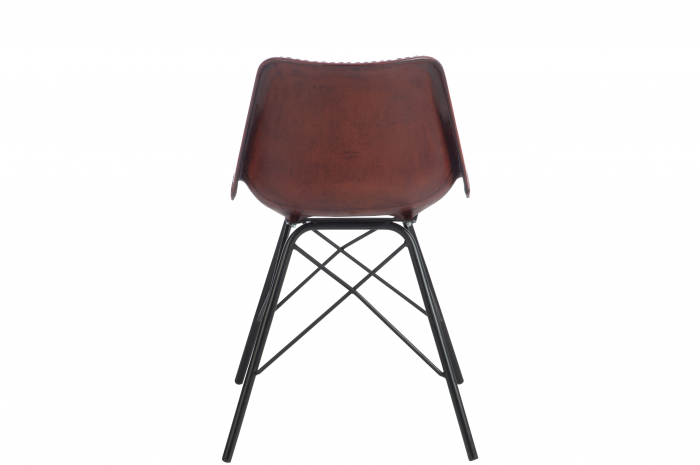 Scaun din piele, Metal/Piele, Negru, 46x49x79 cm [4]