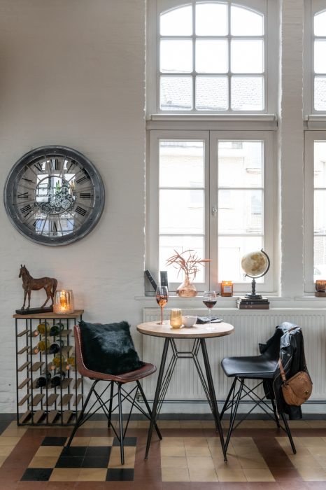 Scaun din piele, Metal/Piele, Negru, 46x49x79 cm [9]