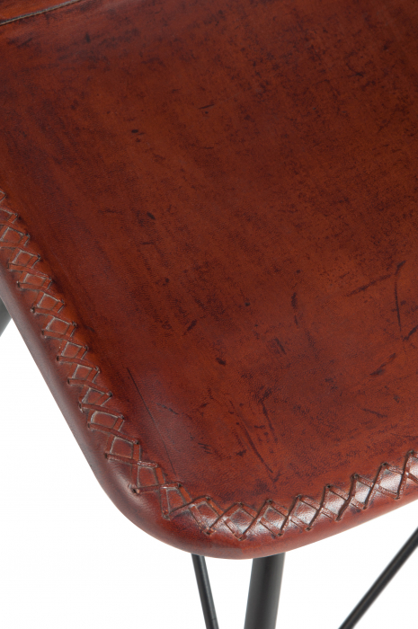 Scaun din piele, Metal/Piele, Negru, 46x49x79 cm [7]