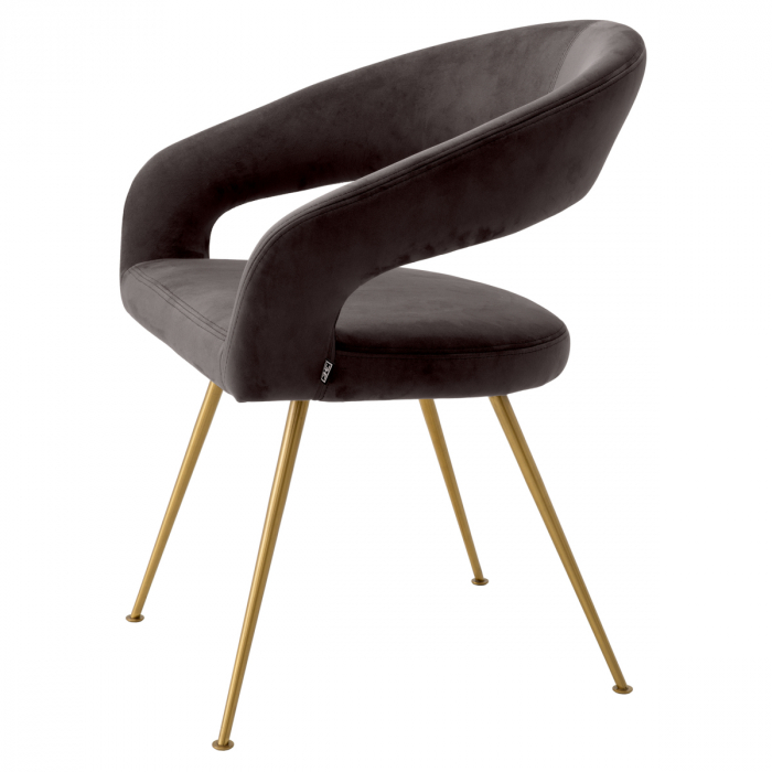 Scaun dining, Bravo catifea gri Savona, Dims: W. 58 | D. 56 | H. 77 | SD. 49 | SH. 47.5 | AH. 60 (CM) [4]