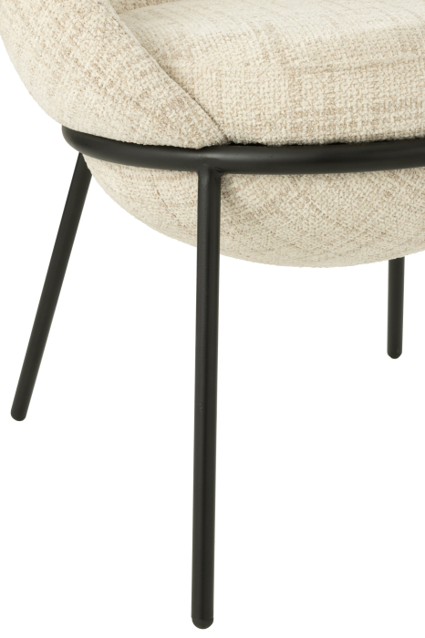 Scaun dining din metal, bej/negru [6]