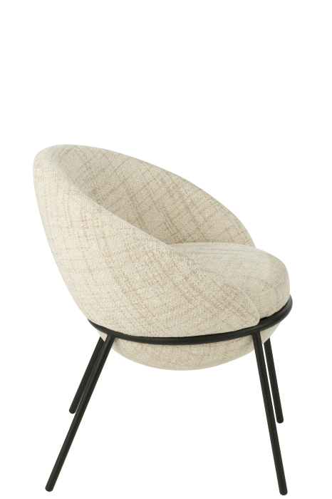 Scaun dining din metal, bej/negru [4]