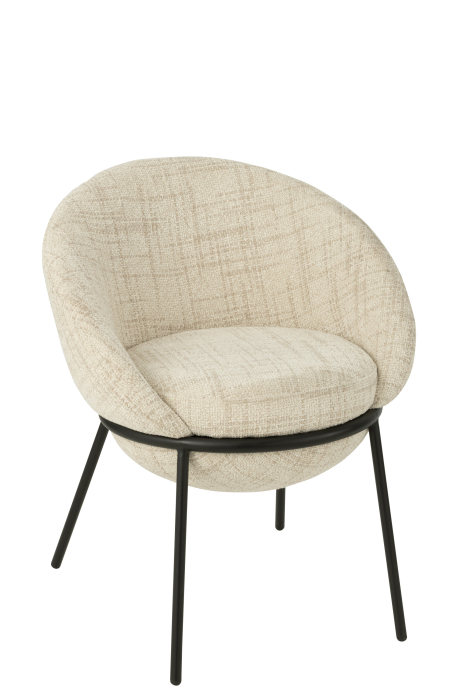 Scaun dining din metal, bej/negru [2]