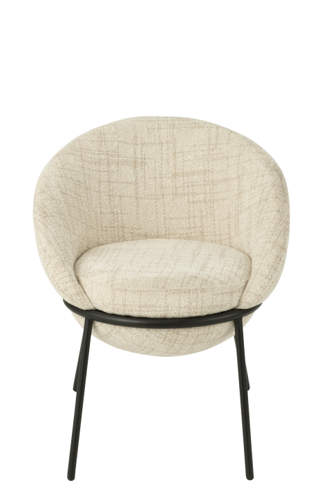 Scaun dining din metal, bej/negru [3]