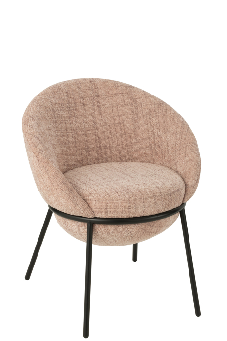 Scaun dining din metal, roz deschis/negru [2]