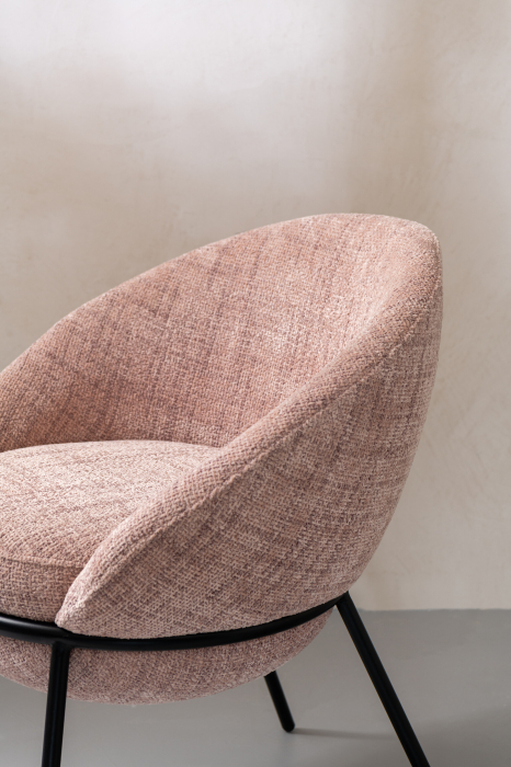 Scaun dining din metal, roz deschis/negru [9]