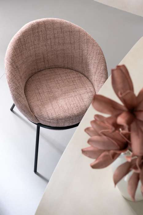 Scaun dining din metal, roz deschis/negru [10]