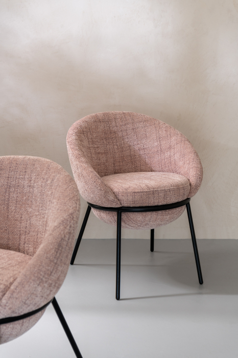 Scaun dining din metal, roz deschis/negru [8]