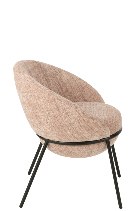 Scaun dining din metal, roz deschis/negru [4]