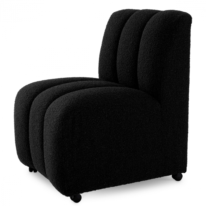 Scaun dining, Kelly bouclé negru [4]