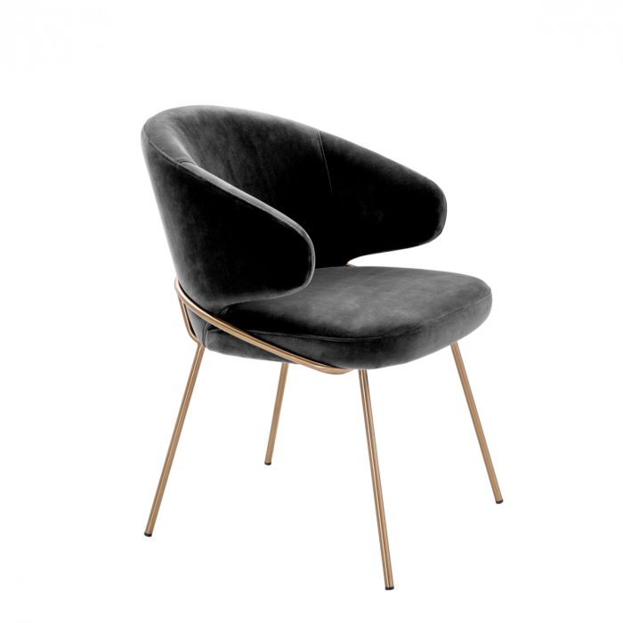 Scaun dining, Kinley Savona catifea gri inchis, Dims: W. 60 | D. 64 | H. 81 | SD. 46 | SH. 49 | AH. 66 (CM) [5]