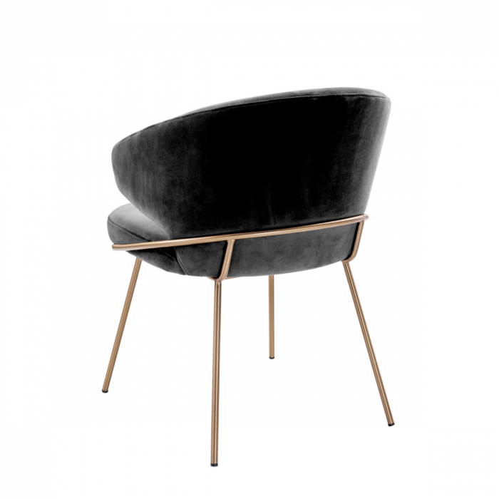 Scaun dining, Kinley Savona catifea gri inchis, Dims: W. 60 | D. 64 | H. 81 | SD. 46 | SH. 49 | AH. 66 (CM) [4]