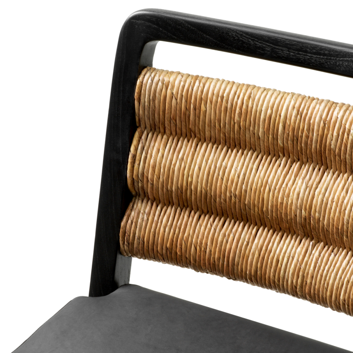 Scaun dining Luberon clasic cu finisaj negru, piele neagra |W. 56 | D. 63 | H. 85 | SD. 49 | SH. 51 cm [5]