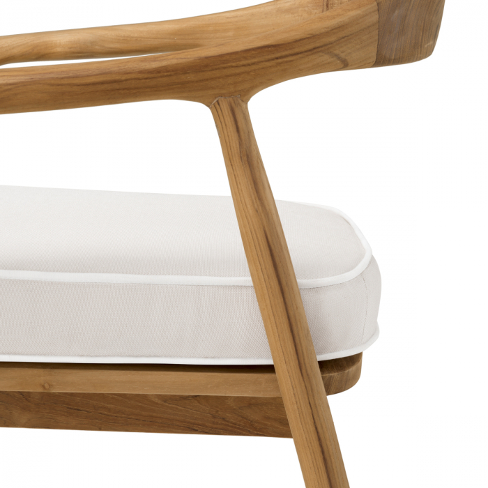 Scaun dining pentru exterior Beale, tec natur, alb murdar, Dimensiuni: W. 58 | D. 56 | H. 77.5 | SD. 48 | SW. 44 | SH. 49 | AH. 67   [7]