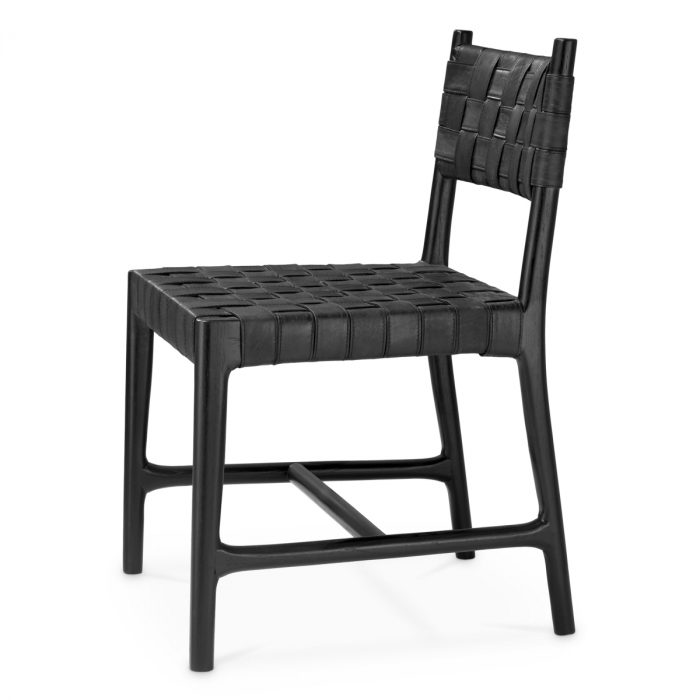 Scaun dining, Tiberio piele neagra clasic negru, Dimensiuni: W. 58 | D. 59.5 | H. 85 | SD. 50 | SH. 48 [3]