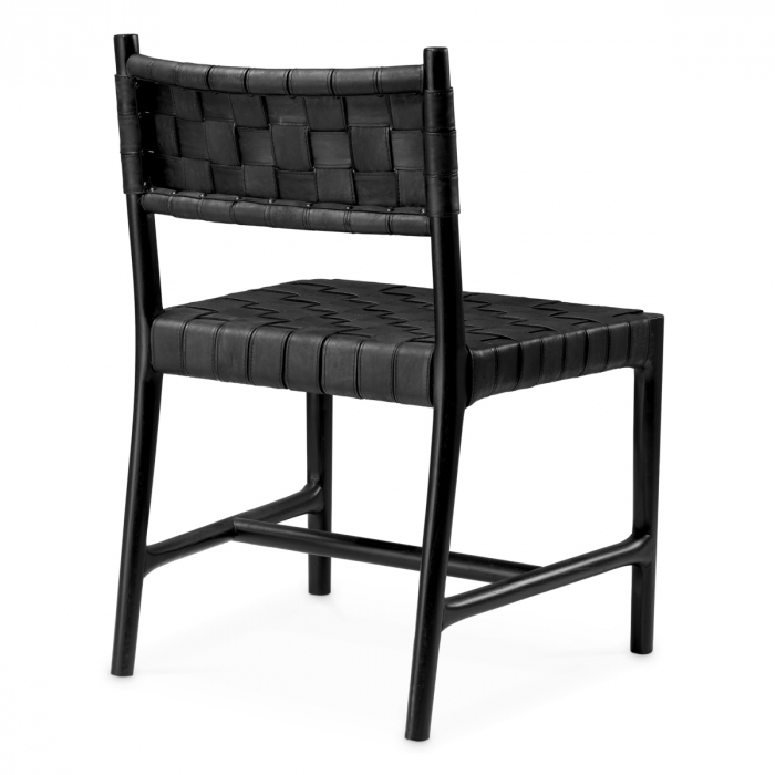 Scaun dining, Tiberio piele neagra clasic negru, Dimensiuni: W. 58 | D. 59.5 | H. 85 | SD. 50 | SH. 48 [4]