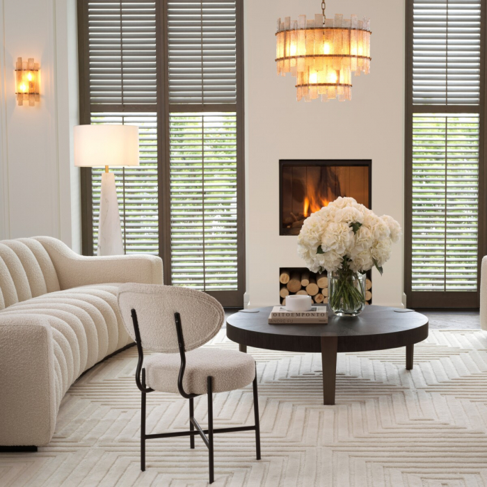 Scaun dining, Vicq bouclé crem set de 2, Dims: W. 53 | D. 59 | H. 83.5 | SD. 45 | SH. 46.5 (CM) [2]