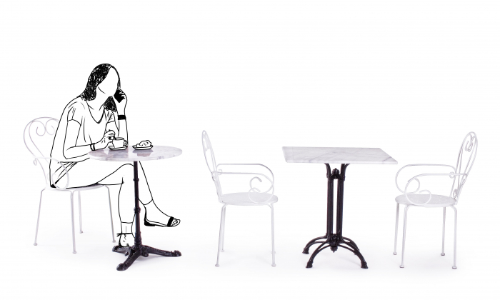 Scaun Etienne, Otel inoxidabil, Alb, 49x49x89 cm [5]