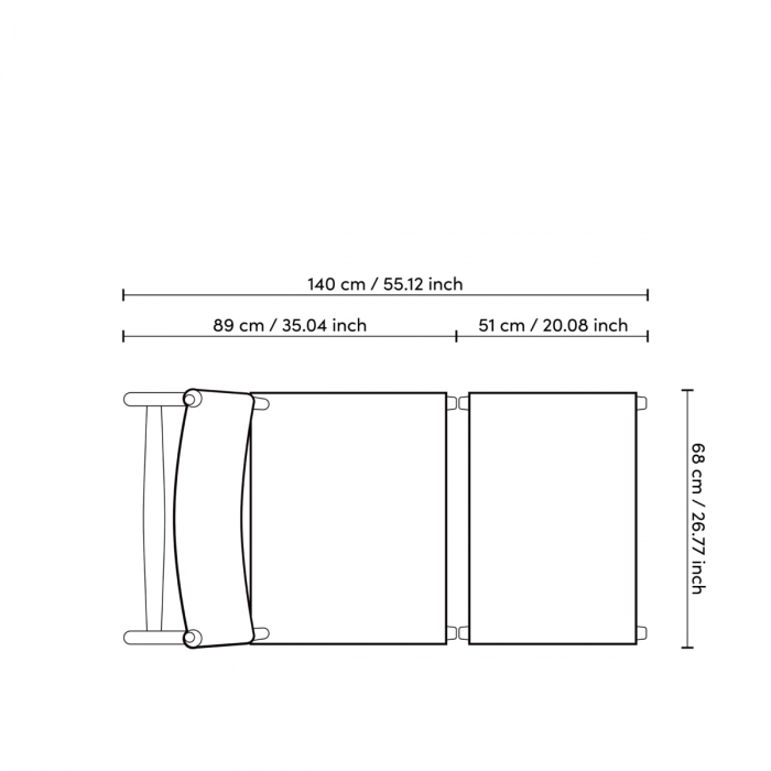 Scaun exterior si taburet pentru picioare, Laroc teak natur, Dims: W. 68 | D. 140 | H. 78.5 | SD. 102 | SH. 43.5 (CM) [10]