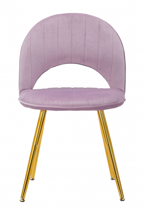 Scaun Flex, Lemn/MDF/Burete/Catifea/Fier, Roz/Auriu, 75x51x28 cm [9]