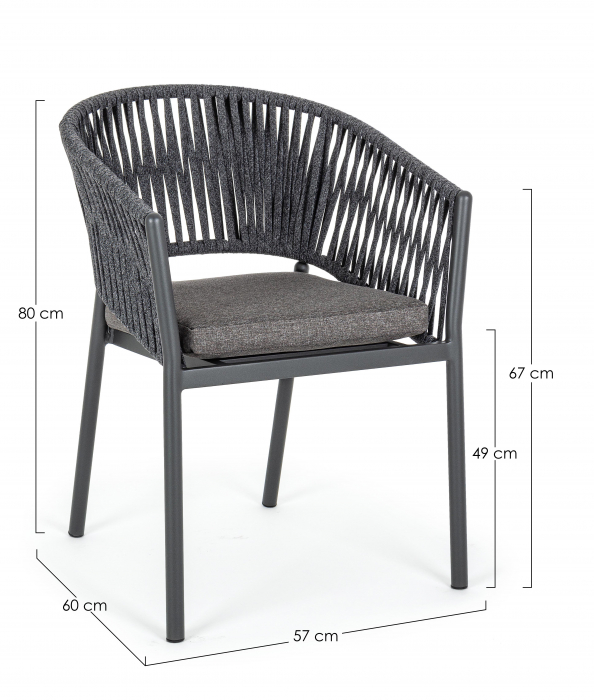 Scaun Florencia, Aluminiu, Negru, 60x60x80 cm [3]